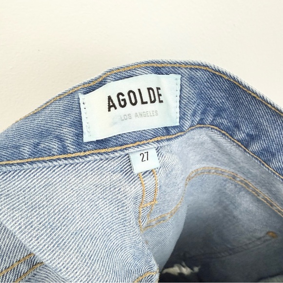 AGOLDE 90s Mid Rise Loose Fit Jeans Fall Out Distressed Straight Leg 27 - Picture 4 of 7